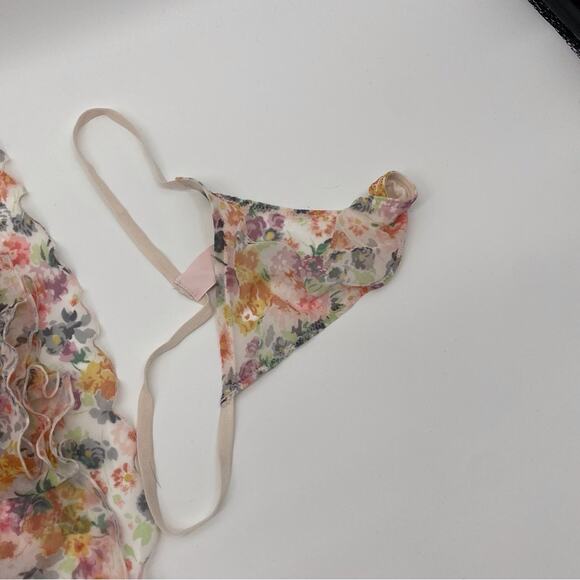 Victoria's Secret Cream Pink Floral Sheer Chemise Thong Lingerie Two Piece Set M - Picture 4 of 12